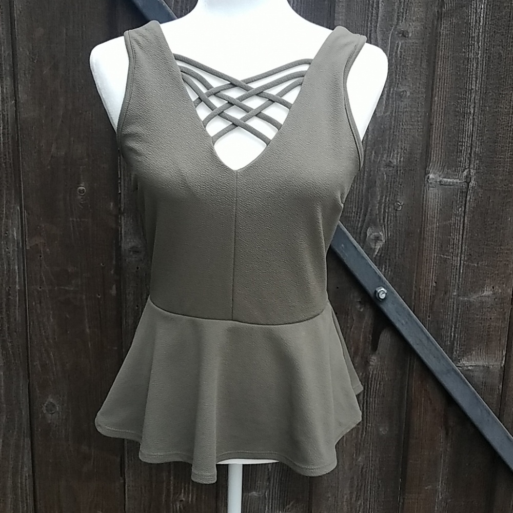 Touch Blue Peplum Top Size M